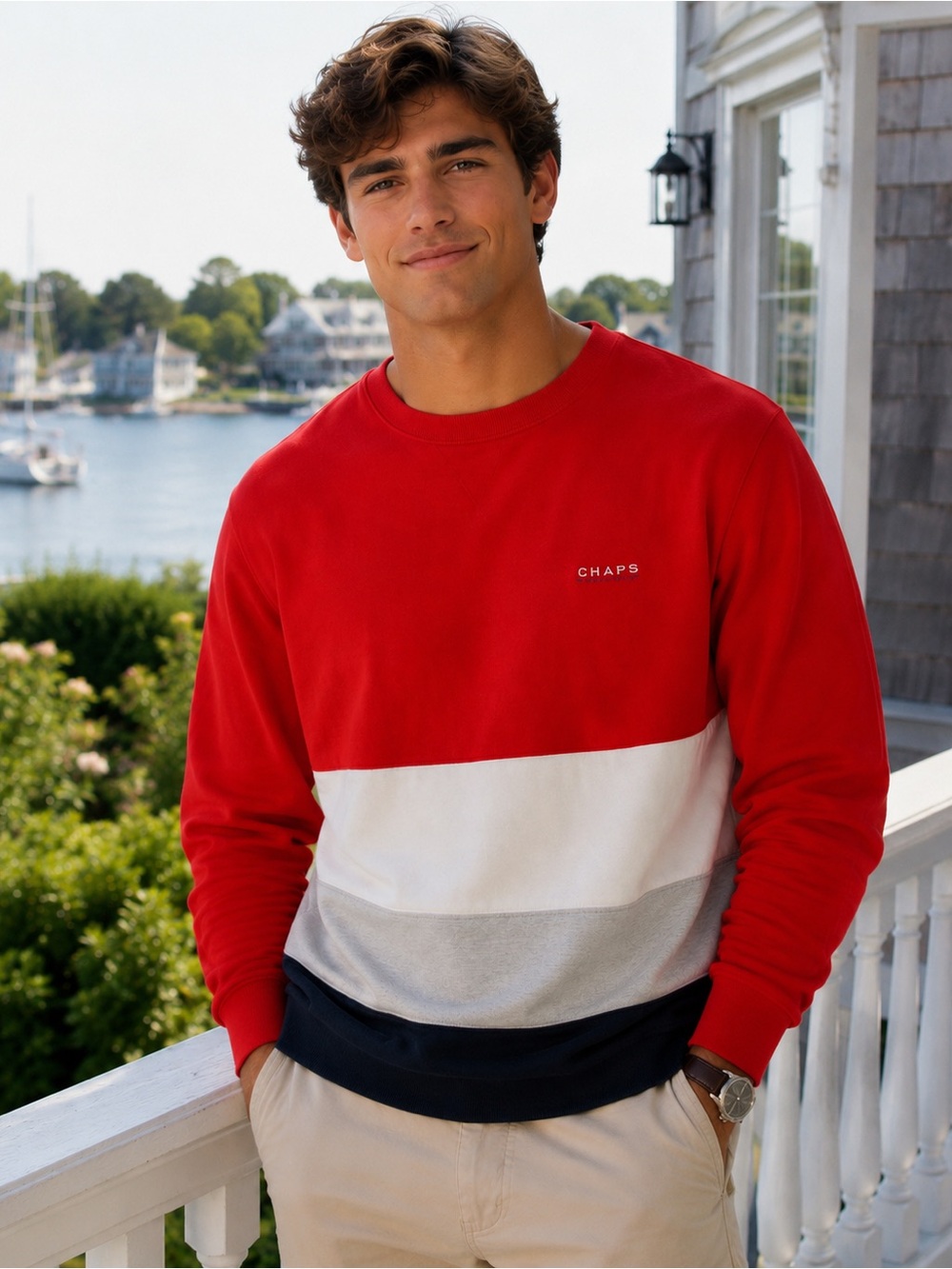 Chaps Ralph Lauren Tricolor Crewneck Sweatshirt